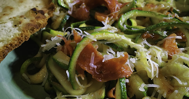 Zoodle Recipe: Zucchini Noodles with Pepperoni
