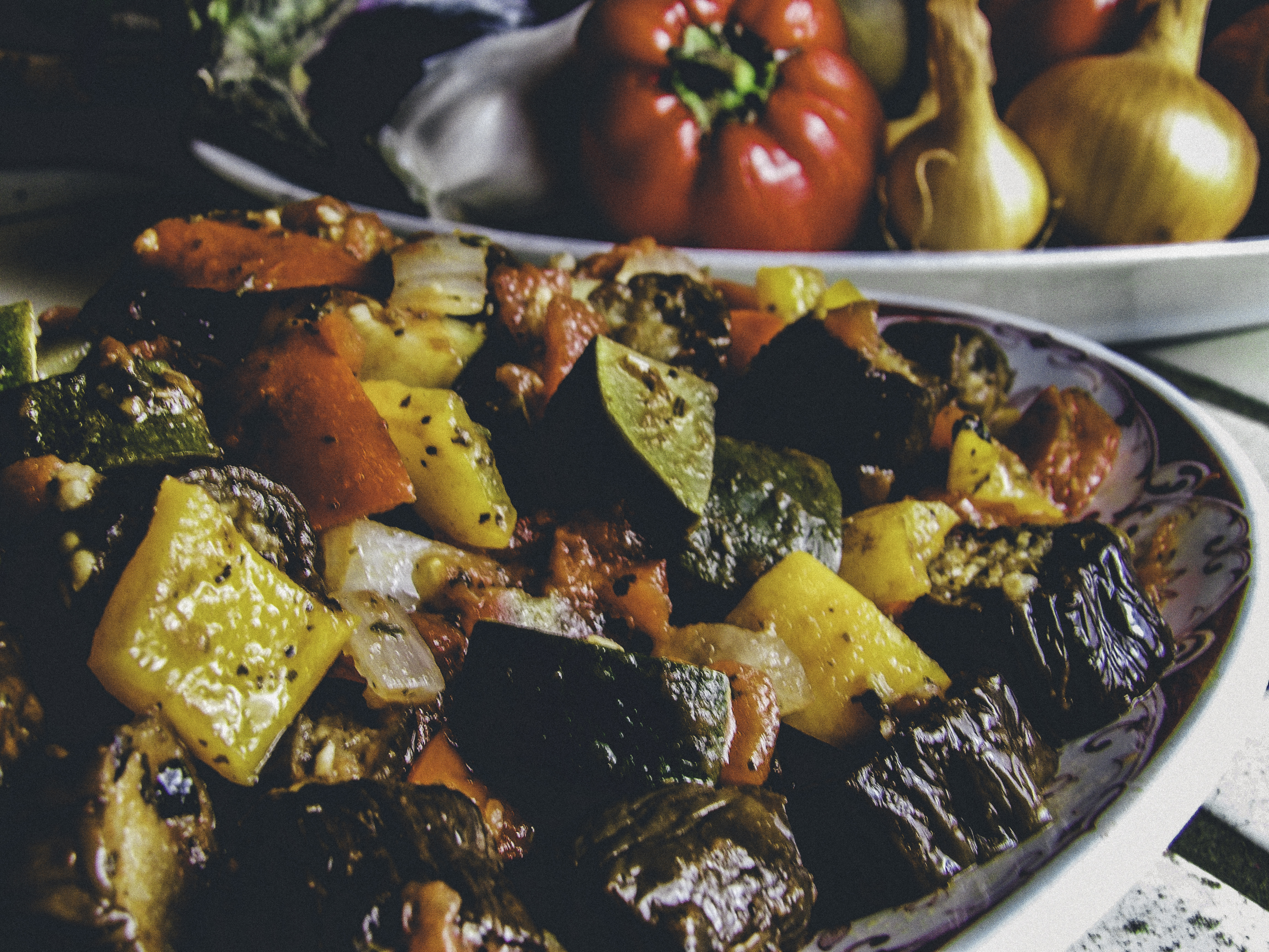 Veggie Entree Recipe: Rough-Cut Ratatouille Featuring Organic Heirloom Garden Vegetables